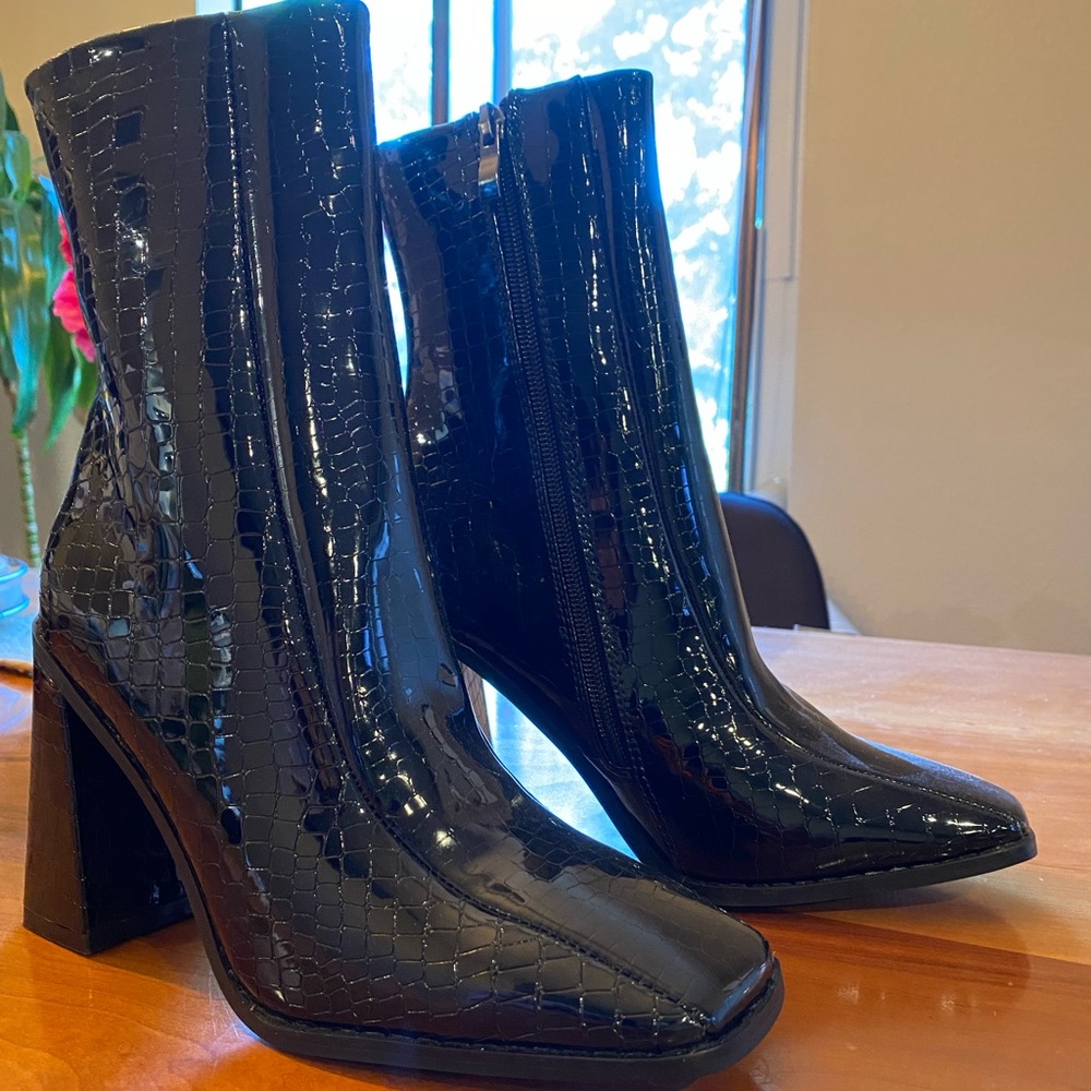 Black croc boots